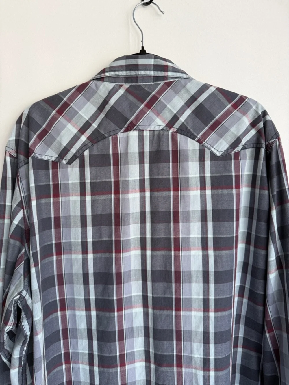 Levi’s Pearl Snap Western Shirt XXL – Gray & Wine Lightweight Long Sleeve